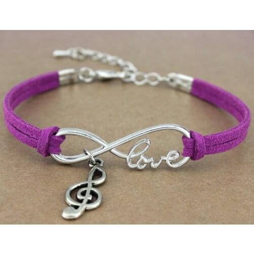 Hot Sale Minimalist Antique Silver Infinity Love Music Lover Treble Clef Charm Womens Bracelets for Women