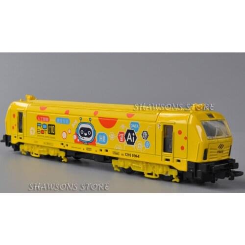 1:87 Scale Diecast Train Model Cute Cartoon Painting Carriage Pull Back Toy With Sound & Light