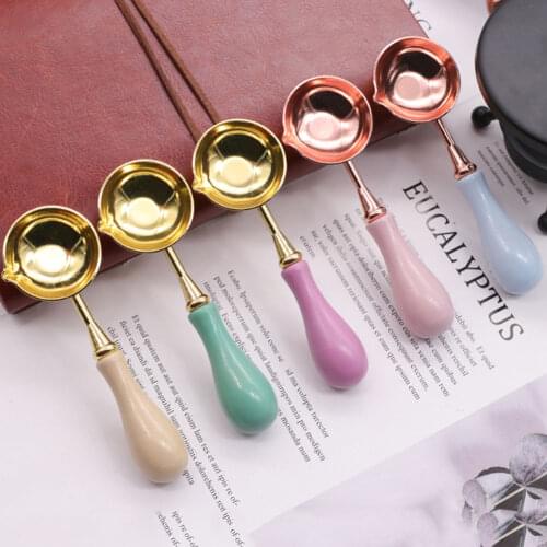 Vintage Wax Spoon Sealing Wax Sealing Beads Melting Spoon for Envelope Wedding Sealing Wax Wooden Handle Spoon Craft Gift