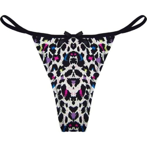 MiaoErSiDai 2Pcs Sexy Womens Thong Leopard Print Panty Big size G-string Ladies Underwear Thin Waistband Lingerie XS-S-M-L-XL