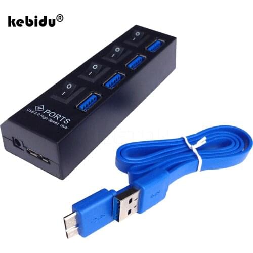 Mini 4 Ports USB 3.0 Hub 5Gbps High Speed Hub USB Portable USB Hub With On/Off Switch USB Splitter Adapter Cable For PC Laptop
