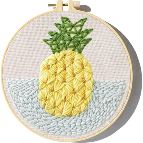 Pineapple Embroidery Punch Needle Kit Poking Embroidery Material Package Cute Patterns Punch Needle Poke Kit DIY Home Decor Gift