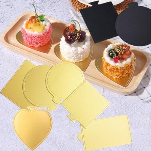 Cake Base Decorative Tools 100pcs/Set Cake Cardboard Golden Paper Board Mousse Mat Various Shapes Pastries Dessert Displays Tray
