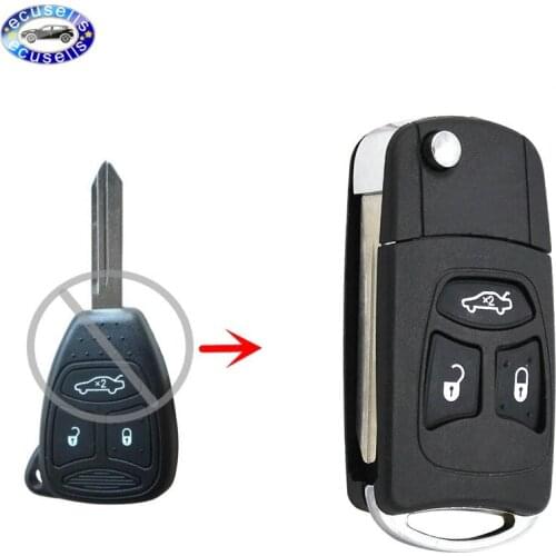 Flip Remote Key Shell refit for Chrysler Dodge Jeep Avenger Nitro 3 Button Fob