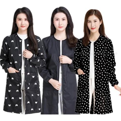 Hairdressing Long Sleeve Work Clothes Pet Grooming Uniform Hair Salon Barber Shop Waterproof No Hair Apron Gown M/L/XL G0826