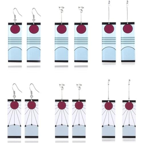 Japanese Anime Demon Slayer same earrings Cosplay Prop Kimetsu No Yaiba Tanjirou Kamado Personality Earrings Cosplay Accessory