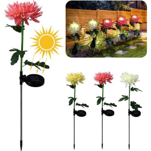 Solar Chrysanthemum Light Outdoor Garden Simulation Flower Grass Lights IP65 Waterproof Garden Floor Lamp Garden Decorative Lamp