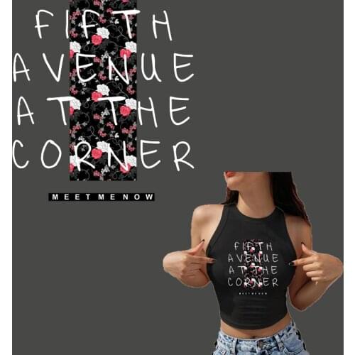 FRANCE Design Flower Letters Thermo Strip Sticker On Clothes Women T-shirt Application DIY Washable Iron On Patches Decor Y-220