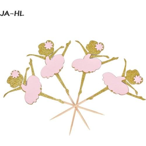 6/10PCS Gold Glitter Dancing Girl Ballerina Cupcake Toppers for Wedding Shower Party Bridal Birthday Party Decorations Cake Pick