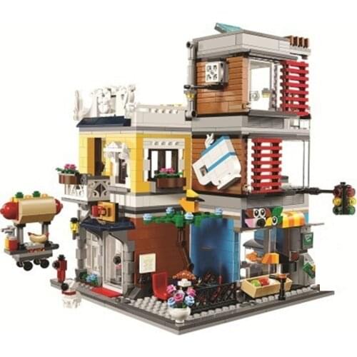 IN STOCK NO BOX 3 in 1 spelling pet shop and cafe, bank, market street Christmas gift support drop shipping 985PCS