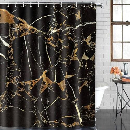 Black White Marble Pattern Bath curtain Polyester Waterproof Shower Curtains Bathroom partition curtain for Bathroom GiftNavidad