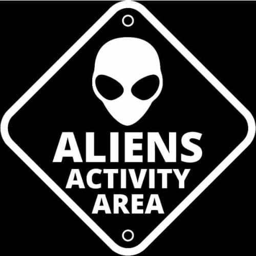 ALIEN ACTIVITY AREA UFO Funny Car Sticker Waterproof Vinyl Decal Car Window Body Decorative Stickers Accessories Black/Silver
