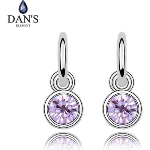 DANS ELEMENT 4 Colors Real Austrian Crystals Fashion Dangle earrings for women New Sale Hot Brand Vintage 90447Violet