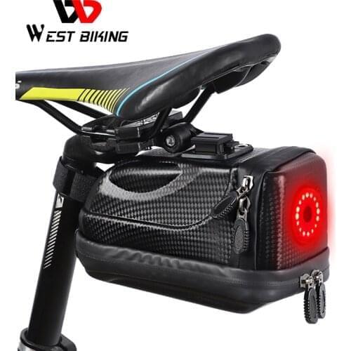 1.5L Bicycle Waterproof Saddle Bag With Tail Light Cycling Bike Seat Bags Hard Shell Durable Packet MTB Bicycle MTB Accessories