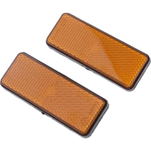 1 Set Yellow & Red Rectangle Reflectors For Motorcycle ATV Scooter Dirt Bike Moped 4 Wheeler 3.85*1.38*0.39 Inch
