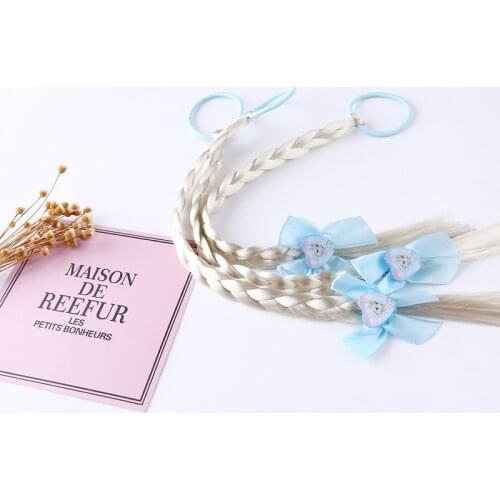 1 pcs Girls frozen elsa Cartoon Wigs Ponytail Hair Headbands Rubber Beauty Fashion Toys Hair Bands Headwear Hair decoration