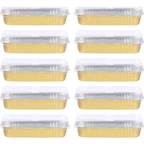 10pcs 200ml Rectangular Aluminum Foil Baking Boxes Disposable Dessert Mold Baking Pans Bakeware Baking Dessert Mold