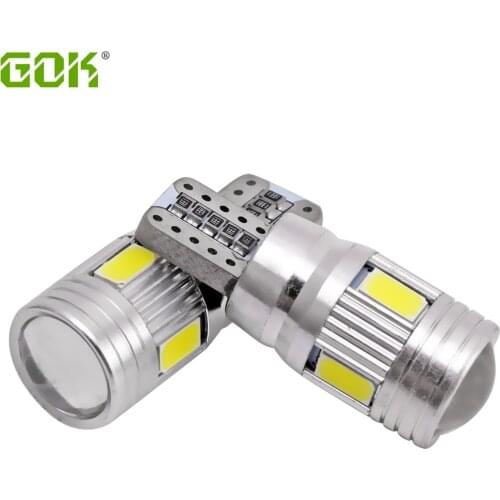 10 X T10 LED canbus W5W 194 led Xenon White LED CANBUS NO OBC ERROR t10 6SMD LED 5630 5730 with Lens Projector Aluminum