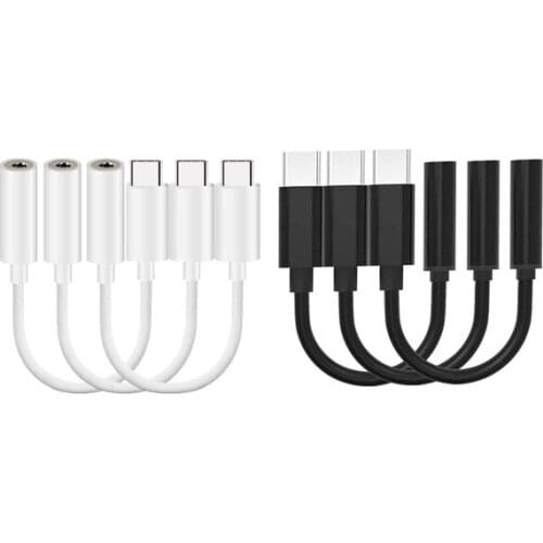 3Pcs Type C to 3.5mm Headphone o Adapter,USB-C to 3.5mm Female AUX Microphone Connector Cable for Motorola Moto Z, Le 2/Le P