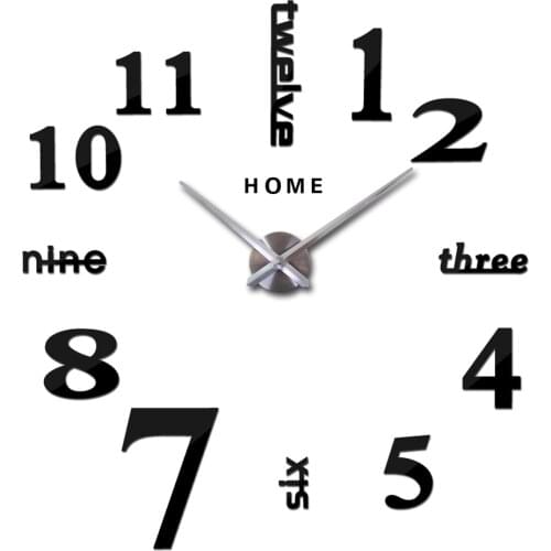 Arabic Numeral Digital Wall Clock Quartz Large Kitchen Clock 3D DIY Mirror Wall Stickers Big Wall Clock Home English Letters