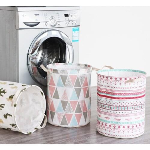 Large Folding Dirty Clothes Basket Cotton Linen Fabric Waterproof Capacity Dirty Clothes Children Toy Storage Basket Bag