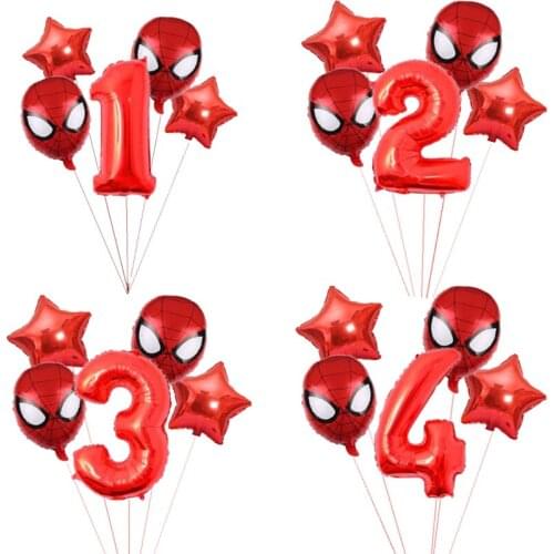1 Set Spiderman Theme Aluminum Foil Balloon Numbers Spiderman Boys Babies Birthday Party Wall Decoration Kid Toy Balloon