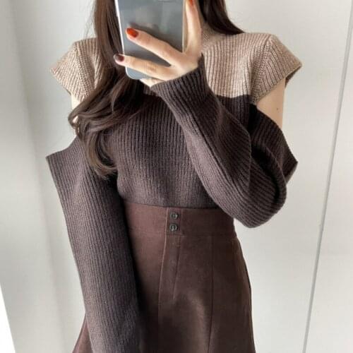 Korean Fashion Chic Early Autumn Elegant Knitted Top Femme Loose Long Sleeve Sweater Women Casual Fashion Pullovers Pull Femme