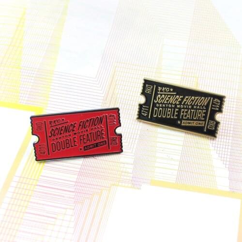 Red And Black Rocky Movie Ticket Rocky Horror SCIENCE FICTION DOUBLE FEATURE Enamel Pins Badge Brooches Jewelry Decorate