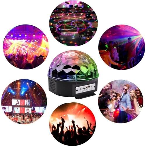 LED Bluetooth Disco Ball Stage Lights RGB Premium Sound Control 9 Colors Player DJ Party Magic Crystal Laser Projection Lamp