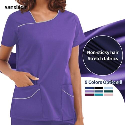 Women Scrub Uniform Medical Doctor Scrub Set Nurse Workwear Women Healthcare Outfit Work Clothes Solid Color Scrubs Top and Pant