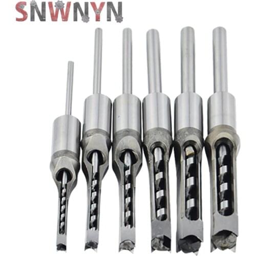 4PCS/SET Woodworking Square Hole Drill Bits Wood Mortising Chisel Twist Drill Bits Set Woodworking Hole Saw Sets 6.4-12.7mm