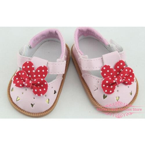 New Pink Leather Shoes Fit For 43cm Doll 17 Inch Reborn Babies Doll Accessoires