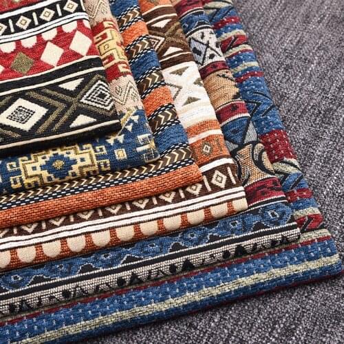 New High Quality Thicken Bohemian Chenille Jacquard Vintage Boho Fabric Home Decoration Accessories Upholstery Textile