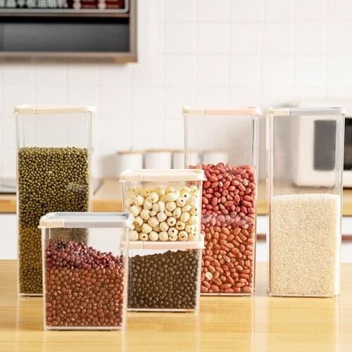 New Kitchen Storage Containers Clear Container Food Sealed Storage Tank Moisture-Proof With Lid Grain Storage Box Dry Cargo Box