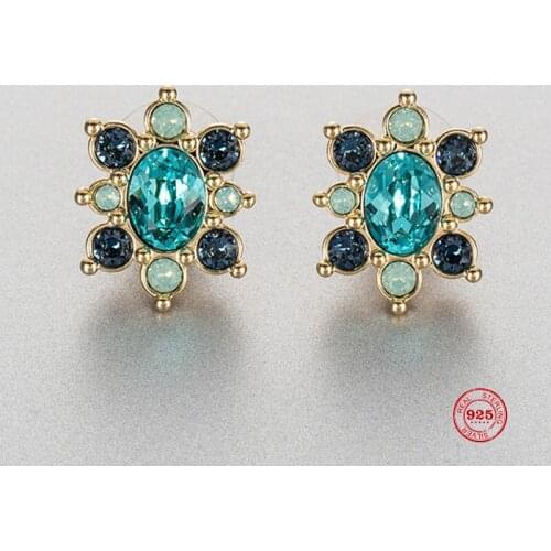 New Fashion Charm Sterling Silver Colorful And Magnificent Shining Earrings Womens Luxury Jewelry Gifts