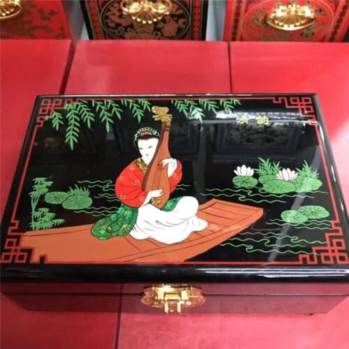 NEW Chinese handmade classic wooden lacquer & ancient beauty 2 layers