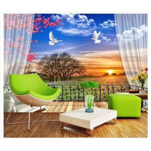 Custom photo wallpaper 3d wallpaper for walls 3 d Fresh balcony rural scenery mural TV background wall papers home decoration