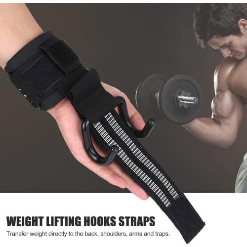 1 Pair Adjustable Workout Weight Lifting Hooks Straps Padded Wrist Grips For Powerlifting Pull-Up Support Gym Fitness Equipment