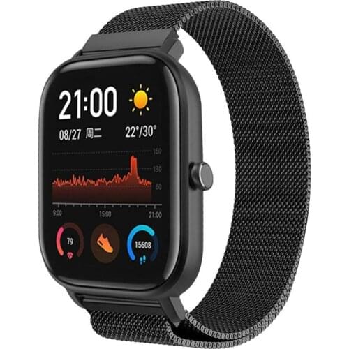 20mm 22mm Magnetic buckle band For Amazfit GTS 2/2e/2 Mini/GTR 42mm 47mm/GTR 2/2e/stratos 2/3 Amazfit Bip lite metal strap