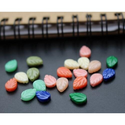 20 pieces/lot) 8.65mm*6mm*3mm Carved Artificial Coral leaf Dark Green color for Jewelry making