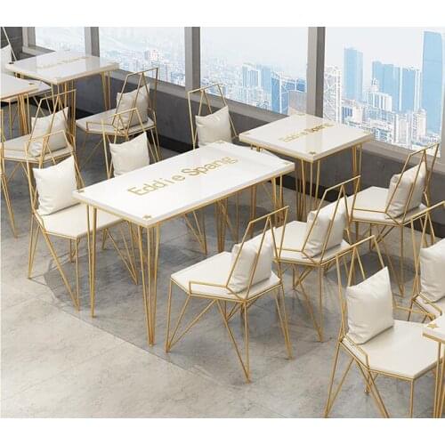 Table and chair of milk tea shop northern Europe simple dessert shop coffee shop table and chair creative iron art net red shop