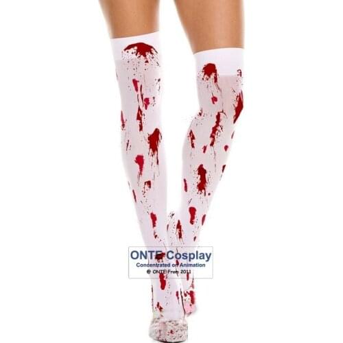 Scary Costumes Masquerade Bloody Mary Cosplay Tights Easter Party Socks Bloody Nurse Stockings for Halloween