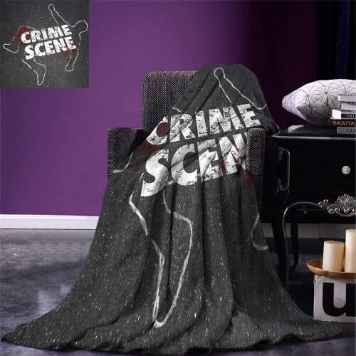 Murder Scene Throw Crime Scene Words on Outline of Victim Homicide Bloody Killing Warm Microfiber Blanket