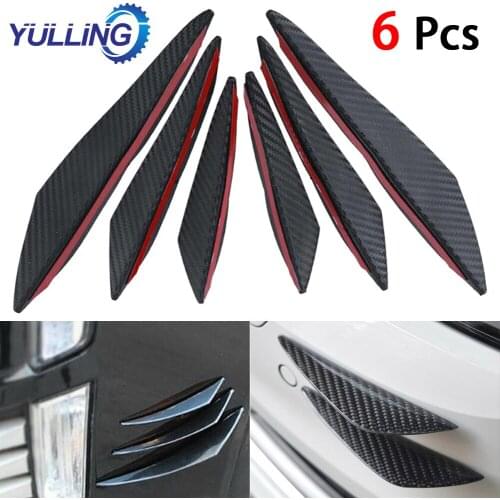 YULLING 6 Pcs Car Body Kits Front Bumper Fin Splitter Spoiler Universal Rubber Canard Valence Paste Type Maintenance Decoration
