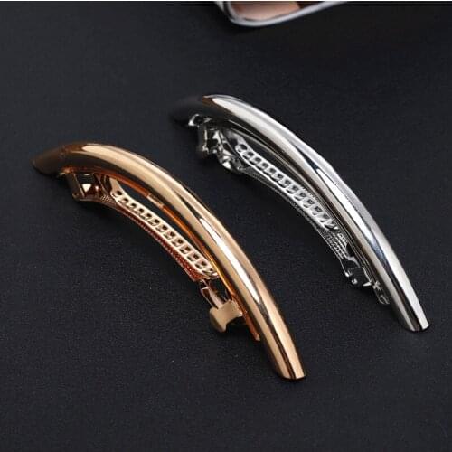 1pc Long Women Pearl Hair Clips Metal Gold Silver Plain Round Tube Big Hairgrip Hairpin Barrettes Headband Accessoires T0262