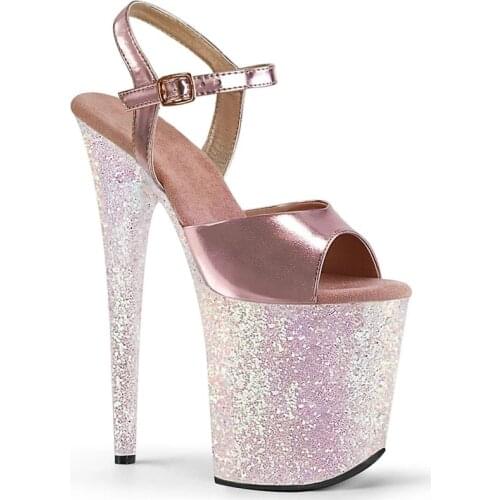 2020 Summer Women Sandals 20CM Thin High Heels Shoes Fall Best Street Look Patent Leather Buckle waterproof Bling women shoes