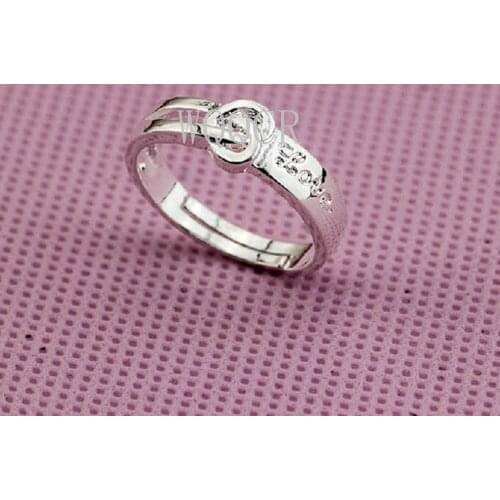 Real 925 Sterling Silver Love Letter Ring for Fashion Women Party Cute Fine Jewelry Minimalist Accessories Gift #24