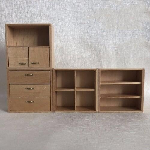 1:12 wood miniature Combine-unit closet mini furniture toys for dolls dollhouse pretend play toy for girls gifts collection