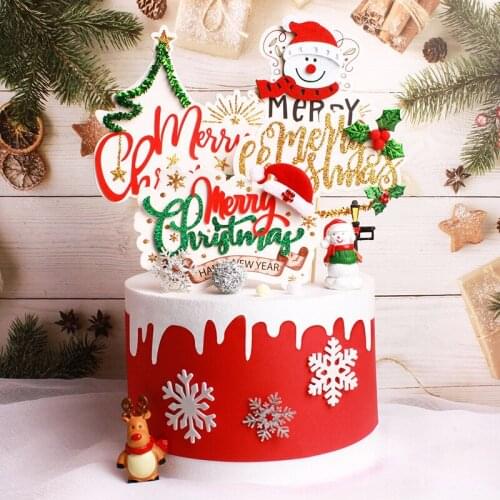 1set Merry Chirstmas Cake Topper Snowman Christmas Cake Baking Decoration Christmas Theme Party Happy Birthday Cake Topper