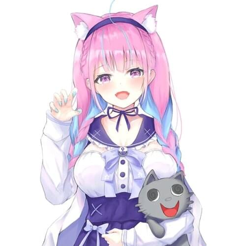 1 PCS for Aqua Hololive Vtuber Cartoon Funny Car Stickers Oem Vinyl JDM Bumper Trunk Truck Graphics 13cm X 9cm